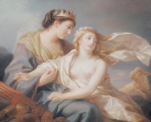 Onschuld zoekt toevlucht in de armen van Justitie door Elisabeth Louise Vigee Lebrun